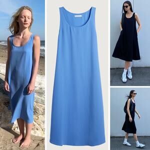 NWT OAK + FORT Tank Midi Dress W/ Pockets Sz Small Ultramarine